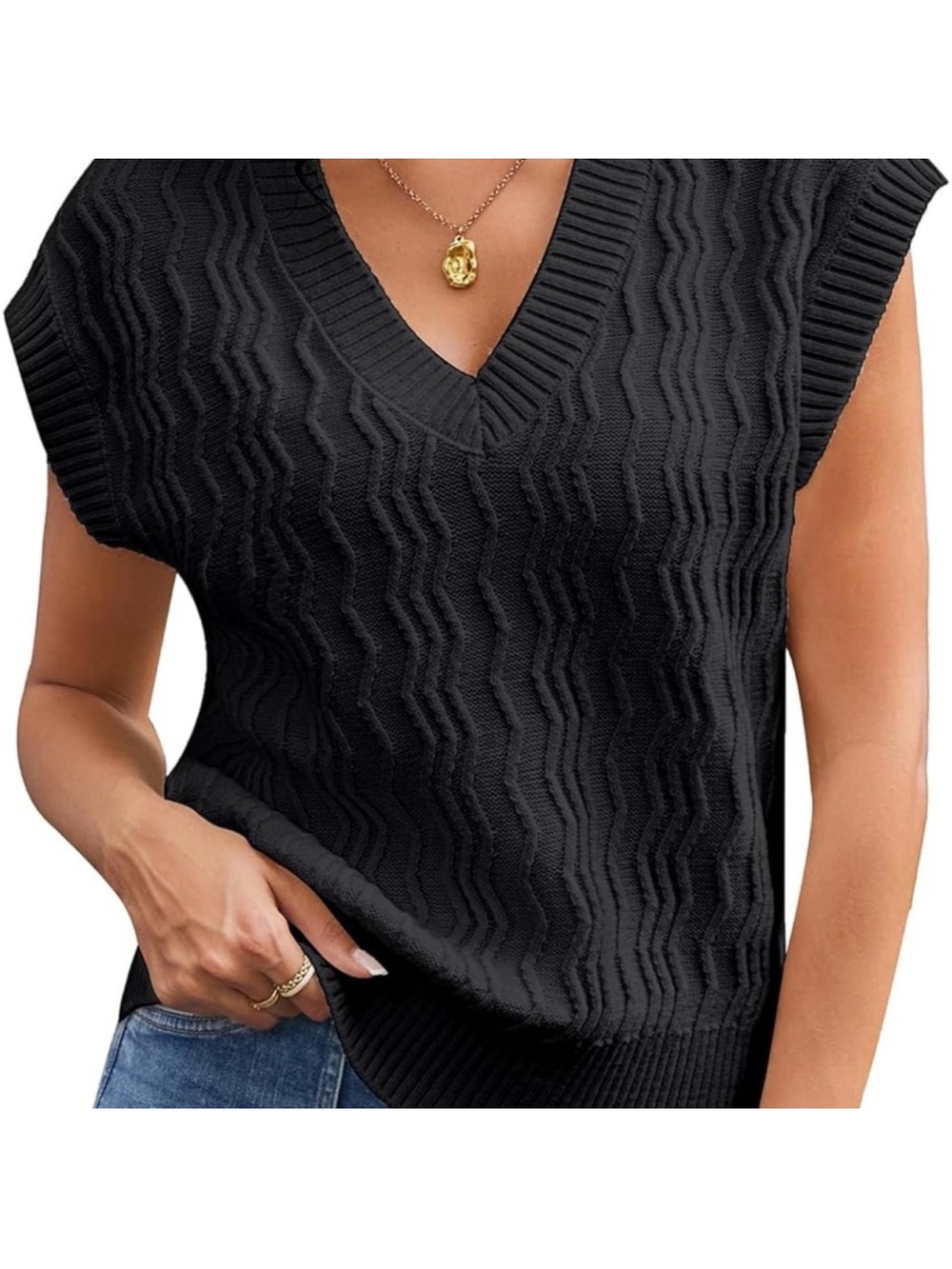Grace Karin Black Knit Sweater‎ Vest 2 XL